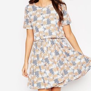 ASOS T-Shirt Dress with Overlay in Floral Print